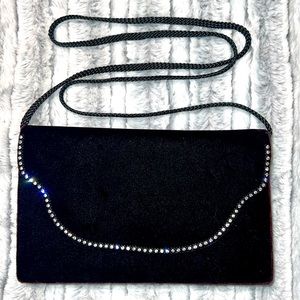 Carla Marchi black velvet clutch with rhinestones.